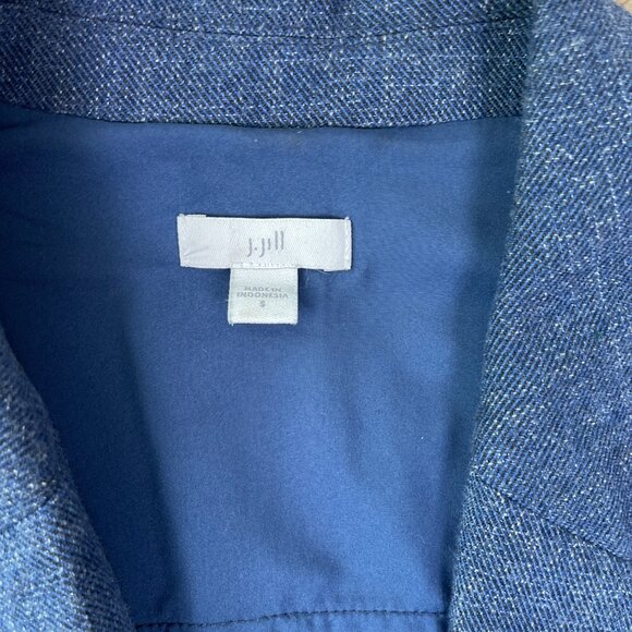 J Jill Blazer Womens S Blue Chambray Open Front Longline Jacket Artsy Oversized - Picture 4 of 10